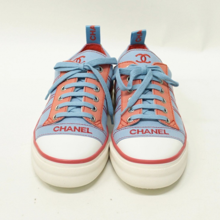 シャネル 靴 スポーツライン スニーカー ブルー×オレンジ | CAMELLIA